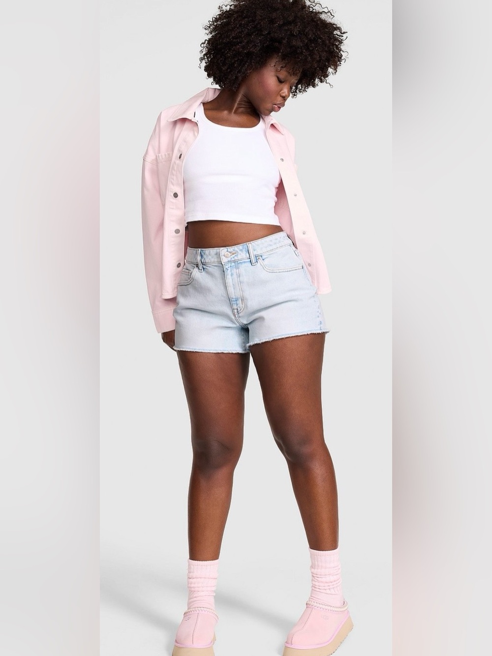 Denim by PINK High Rise A-Line Shortie Jean Shorts